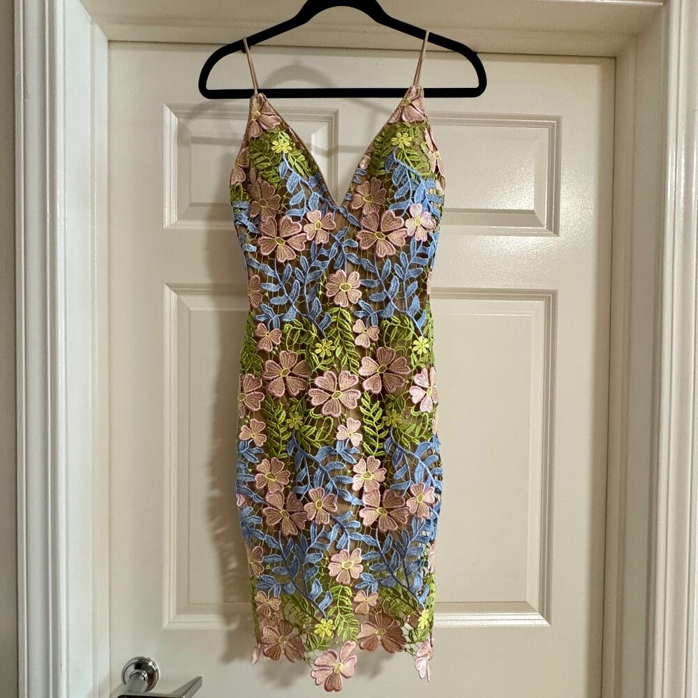 Jovani Floral Embroidered Mini Cocktail Dress